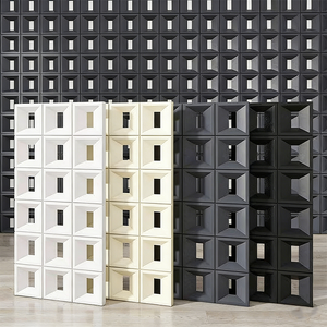 Panneaux muraux en mousse PU à neuf grilles, cloisons en PU, résistants à la corrosion, antidérapants pour la décoration, briques creuses en PU, forme géométrique - Product Image 1
