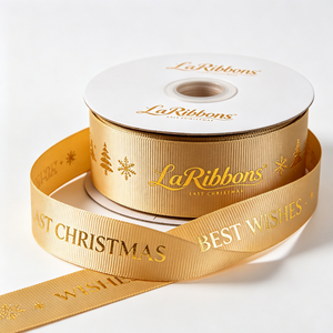 Customised Gold Foil Satin Ribbon Last <b>Christmas</b> Craft Ribbon for <b>Cake</b> Bouquet Gift <b>Box</b> Decoration and Packaging - Product Image 6