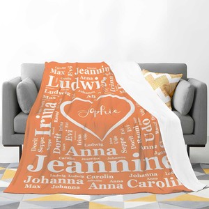 Couverture en flanelle personnalisée avec le nom du petit-enfant - Motif d'animaux amusants, utilisation quatre saisons, style américain, <span class=keywords><strong>cadeau</strong></span> pour les grands-<span class=keywords><strong>parents</strong></span> - Product Image 2
