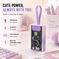 Cadeau personnalisé, batterie externe transparente Cyber Tech 10000mAh, tendance 2026, charge rapide PD 22,5W, type-C, écran LCD, portable, vente en gros