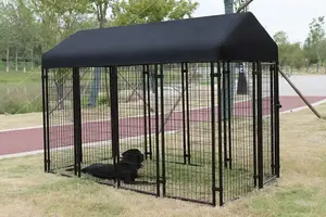 4 बड़े आउटडोर कुत्ते केनेल कुत्ते पेन प्लेपेन हाउस स्टील बाड़ और सुरक्षित लॉक के साथ