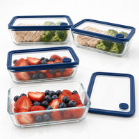Boîte à lunch en verre borosilicate sans BPA, compatible lave-vaisselle, couvercles en verre, compatible micro-ondes, anti-fuite, empilable, pour le bureau