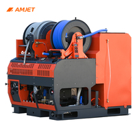 Machine de nettoyage à jet pour égouts AMJET 180 bar 65 lpm, tuyau de 75 m 1/2'', nettoyeur de drains haute capacité pour travaux de plomberie, pompe allemande