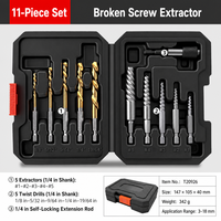 Kit d'extracteurs de vis 11 pièces à tige hexagonale pour vis cassées, embouts de perçage à rotation gauche, pour visseuses à chocs - Vente chaude