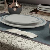 Ensemble de vaisselle en mélamine classique vintage 3 pièces de haute qualité, écologique, sans BPA, réutilisable, assiette, bol, hôtels, motif de plantes blanches