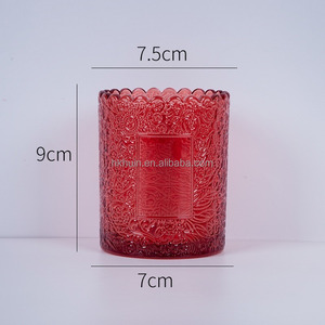 8oz/250ml colorido encaje en relieve estrellado taza de cristal Aroma portavelas/tarro/vasos decoración del hogar cilindro nota tarros con tapa - Product Image 4
