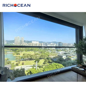 Fenêtres à guillotine en aluminium modernes RICHOCEAN, coupe-vent, <span class=keywords><strong>double</strong></span> <span class=keywords><strong>vitrage</strong></span> trempé, fenêtre à levage électrique pour villa - Product Image 4