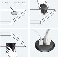 Prise de courant encastrée de bureau ronde américaine de 50 mm (2 pouces) avec station de charge rapide PD 20W, prise de courant encastrée pour bureau
