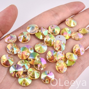 คริสตัลเย็บติด Oleeya รูปทรงกลม Rivoli สีสันสดใส ขนาด 8-18 มม. สำหรับตกแต่งเสื้อผ้า - Product Image 2