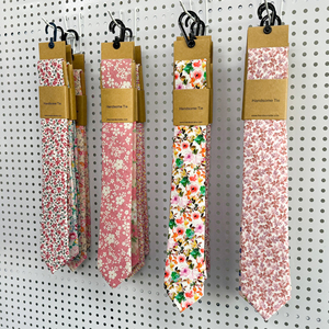 Corbatas de Algodón Delgadas con Estampado Floral Clásico en <span class=keywords><strong>Rosa</strong></span> Pálido, con Bolsillo, para Trajes Casuales, Vestidos y Bodas, de Fábrica - Product Image 5