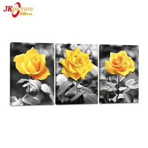 Modern Office Home Decorations Pictures Black White Yellow Rose Flowers custom canvas prints wall art decor minimalist nordic