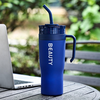 D5726 Vaso Deportivo de Plástico de Gran Capacidad (40oz) con Pajita y Asa, Portátil para Viajes en Auto, para Hombres y Mujeres, Nuevo Estilo