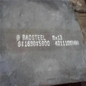 Placa de aço com alto teor de manganês padrão ASTM A128 Mn13 para construção ferroviária