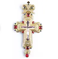 Новый дизайн золотой молитвенный Иисус распятия икона синий бриллиант с обложкой цепочка мужское ожерелье грудной крест