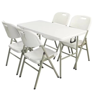 <span class=keywords><strong>Tavolo</strong></span> Pieghevole Portatile Bianco da <span class=keywords><strong>Esterno</strong></span> 4ft 122cm in <span class=keywords><strong>Plastica</strong></span>, <span class=keywords><strong>Tavolo</strong></span> da Campeggio Portatile con Standard EN581 - Product Image 4