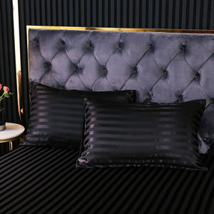 Ensemble <span class=keywords><strong>de</strong></span> literie <span class=keywords><strong>de</strong></span> luxe housse <span class=keywords><strong>de</strong></span> couette en Satin noir Twin Full Queen King Size rayures Super doux confortable linge <span class=keywords><strong>de</strong></span> lit couette Cove - Product Image 2