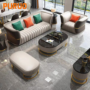 PURUO <span class=keywords><strong>Royal</strong></span> Villa canapés italiens canapé de luxe salon <span class=keywords><strong>suite</strong></span> en cuir véritable canapé sectionnel ensemble de meubles de salon canapé <span class=keywords><strong>3</strong></span> places - Product Image 4