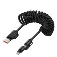 Kabel PD 240W 2 in 2 Pengisian Cepat Tipe-C Micro/Untuk iPhone Bahan Aluminium Alloy+Silikon 1M Ponsel Komputer Kamera