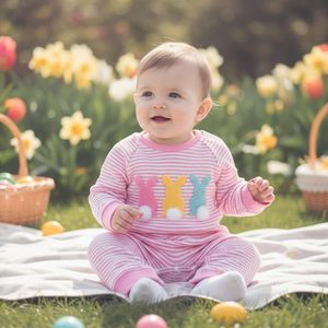 Il Mio Primo Pasqua: Tutina per Neonata con Coniglietto e Carota, in Tessuto Waffle, Maniche Raglan, Abbigliamento Primaverile per Neonati - Product Image 2