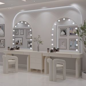 Cream Colored Wedding Dressing <b>Table</b> With Lights Makeup <b>Vanity</b> Beauty Studio <b>Table</b> - Product Image 1