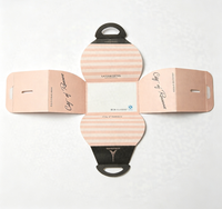 Boîte à gâteau portable avec poignée, boîte cadeau en papier pliable rayée rose pour dessert, pâtisserie, chocolat
