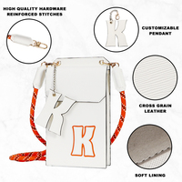 Lettre personnalisée logo pendentif téléphone sac à main pochette en cuir bandoulière poche femme hommes fronde téléphone portable sac