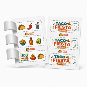Data Security Taco Fiesta Pull Tab Cards Custom Gameplay Symbols Prize Plan Break Open <b>Tickets</b> for Restaurants and Fundraisers - Product Image 6