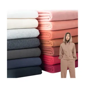 380 Gsm Cvc Polar Fleece Hoodie Fabric Solid Color High Quality Heavyweight Cotton Fleece Fabric For Hoodie 100 Cotton