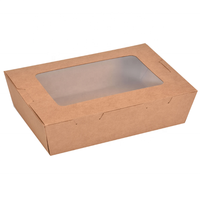 Boîte d'emballage personnalisée jetable en kraft blanc 700 ml pour repas à emporter, salades, fruits, poulet frit, avec fenêtre rectangulaire en PVC