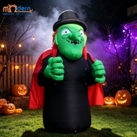 Ballon gonflable géant de sorcière verte avec cape rouge pour Halloween, avec ventilateur intégré, 8-10 pieds, décoration de jardin extérieur pour fête de fin d'année