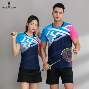 थोक त्वरित सूखी बैडमिंटन टी शर्ट महिलाओं पुरुष टेबल टेनिस शर्ट कस्टम sublimated खेलों टेनिस पिंग पोंग जर्सी - Product Image 3