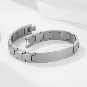 Men's 12Mm <b>Brushed</b> Two Tone Stainless Steel Bracelet Gold Silver Geometric Design Gift Jewelry - Product Image 3