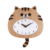 Jam Dinding Pendulum Bentuk Anjing Lucu dari Kayu Beech untuk Dekorasi Kamar Anak