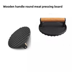 ARMADA Kit de Prensas para Smash <span class=keywords><strong>Burger</strong></span> Rectangulares Negras - 4 en 1, Molde para Hamburguesas Rellenas, Prensas de Hierro Fundido con Mango de Madera, Apto para Lavavajillas - Product Image 3