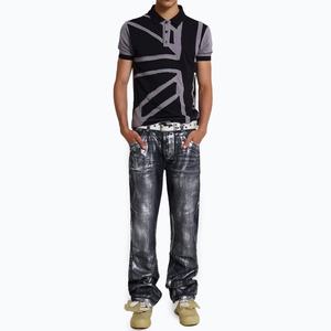 Fabricante de Jeans, Jeans de Mezclilla de Alta Calidad, Corte Recto Ajustado, Estilo Vintage para Hombre, Lavado Negro, Acabado Metálico Color Gris Metálico - Product Image 4