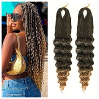 Extensions de cheveux synthétiques ondulés profonds de 20 pouces, tissage simple, boucles Luna, pour tresses, 100g, résistantes à la chaleur, pour femme