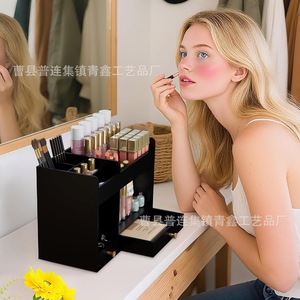 <b>Makeup</b> Organizer Desktop Storage <b>Box</b> With Drawers 2 Tier Cosmetic Rack For Dressing Table Skincare Product Storage - Product Image 3