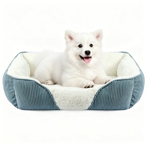 Pet <b>Bed</b> For <b>Dogs</b> Square Soft Warm Winter <b>Bed</b> For <b>Small</b> Medium Sized <b>Dogs</b> All Seasons Use Gray Blue Brown Color - Product Image 1