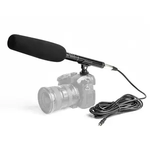Micrófono de condensador para cámara de vídeo, micrófono de escopeta con patrón súper cardioide con montaje de choque, Cable XLR de 3,5mm para viento de videoconferencia
