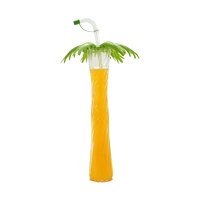 Gobelet réutilisable écologique en PET de 500 ml en forme de cocotier avec paille spirale et couvercle pour le camping et la randonnée en extérieur