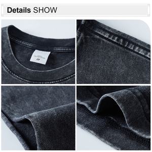 عالية الجودة للرجال قمم للدبابات حمض غسل خزان أعلى شعار مخصص المتضخم بلا أكمام تي شيرت - Product Image 4