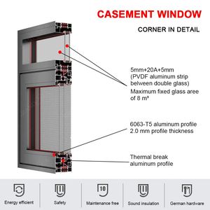 Nafs USA tiêu chuẩn Windproof đẩy Ra Nhôm khuôn cửa sổ kính an ninh nhôm khuôn cửa sổ - Product Image 5