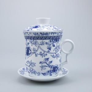 Vintage <span class=keywords><strong>Jingdezhen</strong></span> Style Pastell Office <span class=keywords><strong>Cup</strong></span> Chinesische Retro Porzellan Tee becher mit Deckel Filter Keramik Kaffee Untertassen Set - Product Image 3