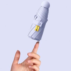 Parapluie pliant manuel classique en pongé, petit, 5 sections, anti-UV, idéal pour le voyage, vente en gros usine, promotionnel - Product Image 2