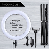 FOSOTO FT 36 Lampe annulaire vidéo LED dimmable de 14 pouces pour photographie, TikTok, diffusion en direct, enregistrement téléphonique, avec trépied