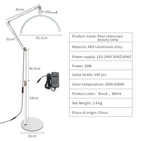 Lámpara LED de media luna Moon Lumiere de 20W para extensiones de pestañas y tatuajes, temperatura de color ajustable 5500K/3200K, aluminio y plástico