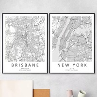 Póster de mapa de ciudad, lienzo de ciudad natal en blanco y negro, pintura impresa, mapa personalizado, regalo, decoración moderna para el hogar, pintura de arte de pared