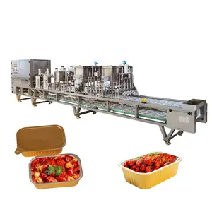 Big-Sized Full-Automatic Plastic 4-Box Food Tray Sealing Packing Machine For Sauce Juicy Filling With Special Price