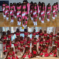Paillettes Fringe Brillant Majorette Concours Uniformes Une Pièce Leggings Dancewear Rose Cheerlead Majorett Uniforme pour Enfants Filles