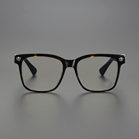CH8055 Lunettes de Prescription pour Hommes Femmes Rétro Affaires Grande Monture en Acétate Bleu Blocage de la Lumière Diamant Classique Rectangle